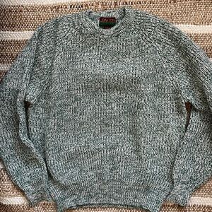 Vintage Oakton Limited Green Melange Chunky Cabincore Fisherman Sweater Large